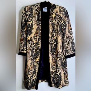 ✨Vintage R&M Richards Karen Kwong Cardigan Medium Paisley Gold 3/4 Sleeve Y2K